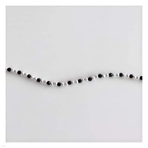 [Silver925] Black beads & silver ball anklet