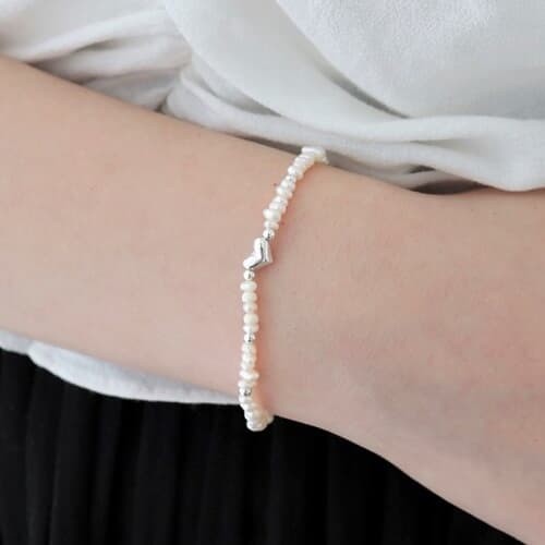 [Silver925] Fresh pearl heart bracelet