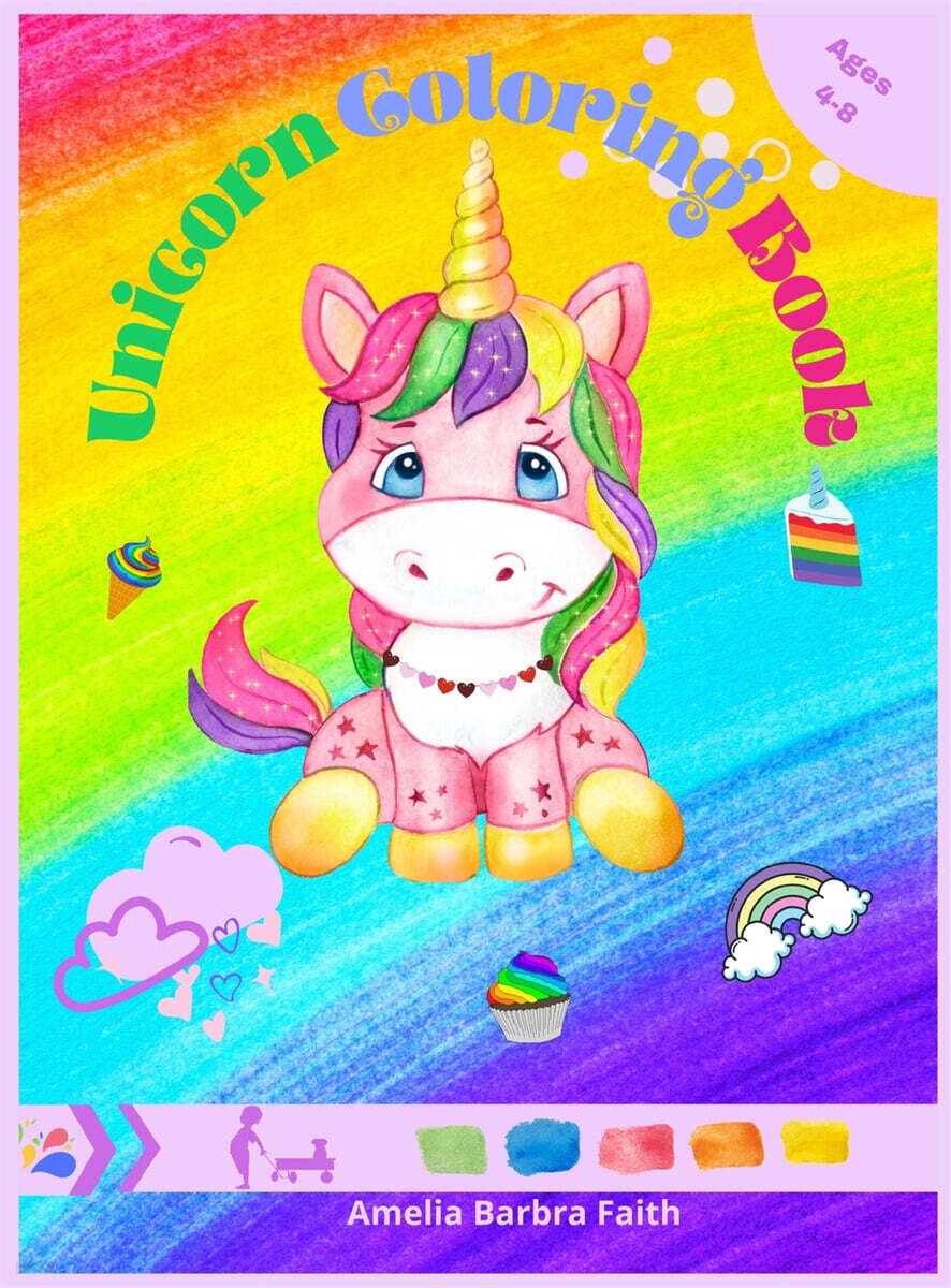 Unicorn Coloring Book: Great Coloring & Activity Book with Cute Unicorn for Kids Ages 4-8 / 48 Unique and Adorable Designs Coloring Pages / M