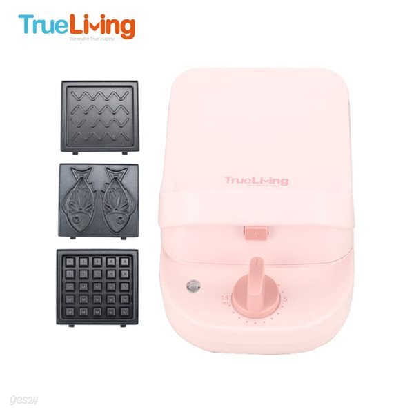 [TrueLiving] 트루리빙 3in1 샌드위치 와플메이커 (핑크) TL-W600PK