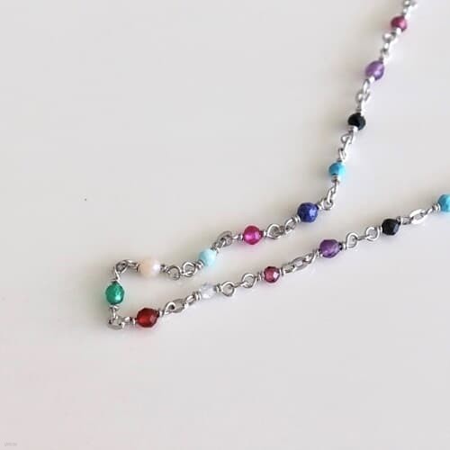 [Silver925] Colorful gemstone necklace