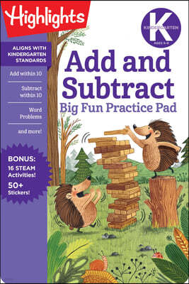 Kindergarten Add and Subtract Big Fun Practice Pad