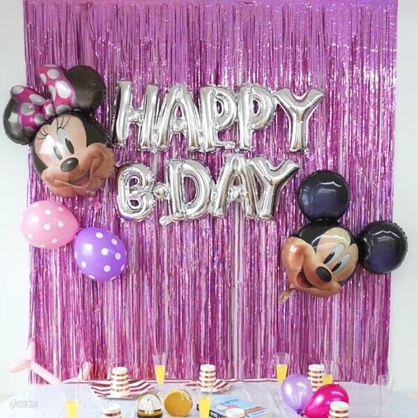 생일 파티 은박 커튼 9color [포토존만들기 생일파티 홈파티 홀로그램 반짝이 수술커튼 벽 장식]