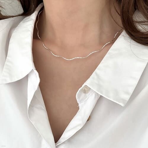 [Silver925] Cutting wave necklace