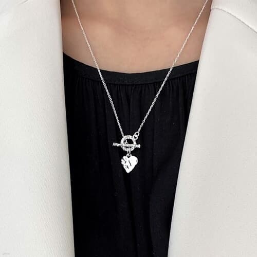 [Silver925] Uneven heart necklace