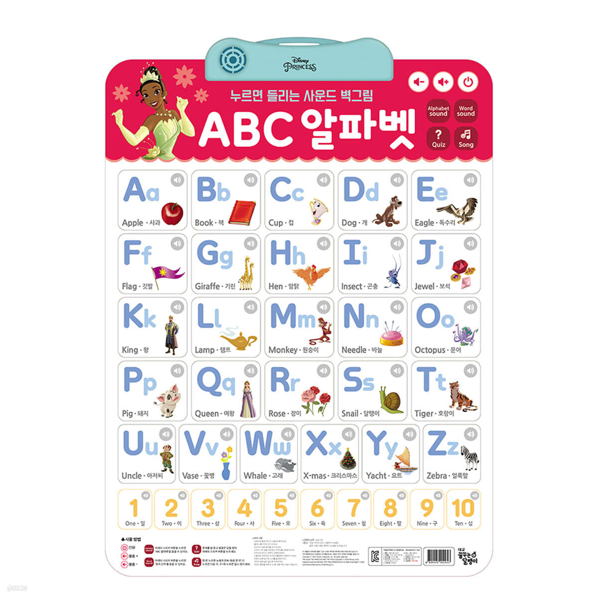 디즈니 프린세스 누르면 들리는 사운드 벽그림 : ABC 알파벳