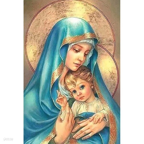 마리아와 아기예수 (패브릭형) 보석십자수 40x60