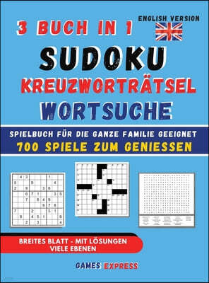 SUDOKU | KREUZWORTRATSEL | WORTSUCHE | 3 BUCH IN 1