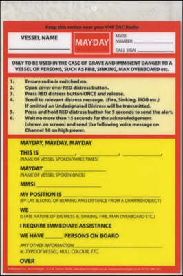 VHF DSC Mayday Procedure Card