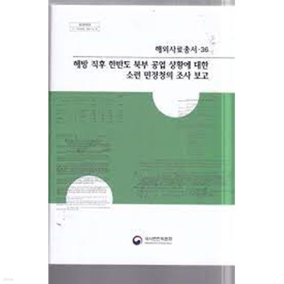 해방 직후 한반도 북부 공업 상황에 대한 소련 민정청의 조사 보고 (해외사료총서 36)