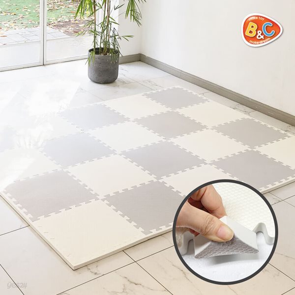 홈트 크림 베이지 양면퍼즐매트 22T 50x50 4P 요가 체육관 어린이집 애견 매트