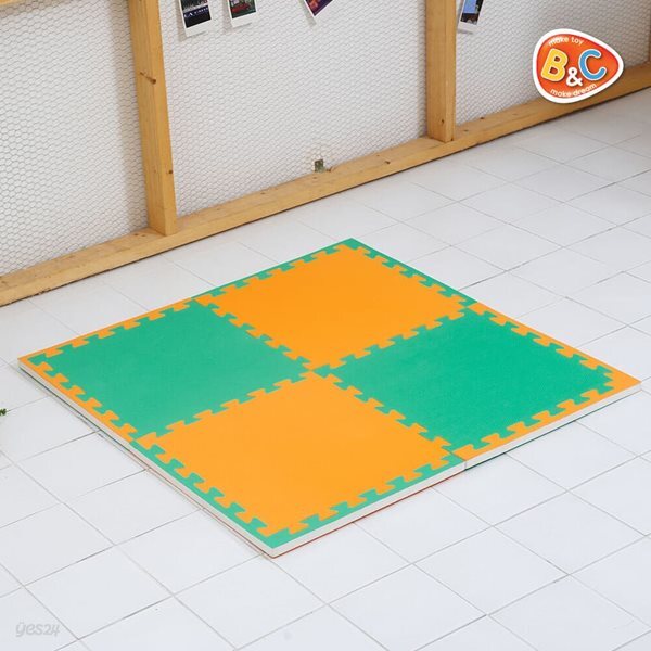 홈트 그린 오렌지 양면퍼즐매트 22T 50x50 4P 안전한 층간소음방지