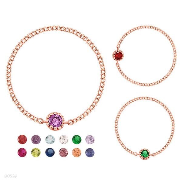 [NeeGee] 14K PINK GOLD 탄생석color 체인반지