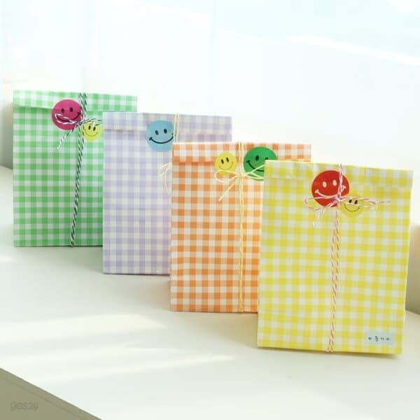 체크 구디백 4color [어린이집 유치원 생일 선물 답례품 포장 각대 페이퍼 봉투 백 용품]