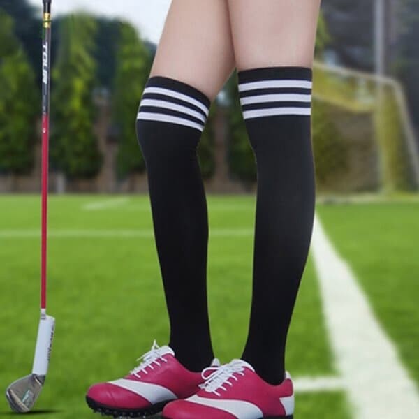 여성 골프 양말 오버 니삭스 3color [여자 니하이 삭스 삼선 줄무늬 무릎 긴양말 스타킹]