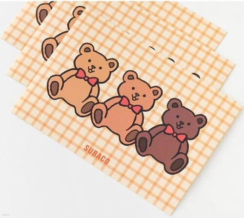 [수바코] 곰돌이 미니 사각 하트 스티커세트 2종 선물 포장 다꾸 씰 데코 구디백 스티커