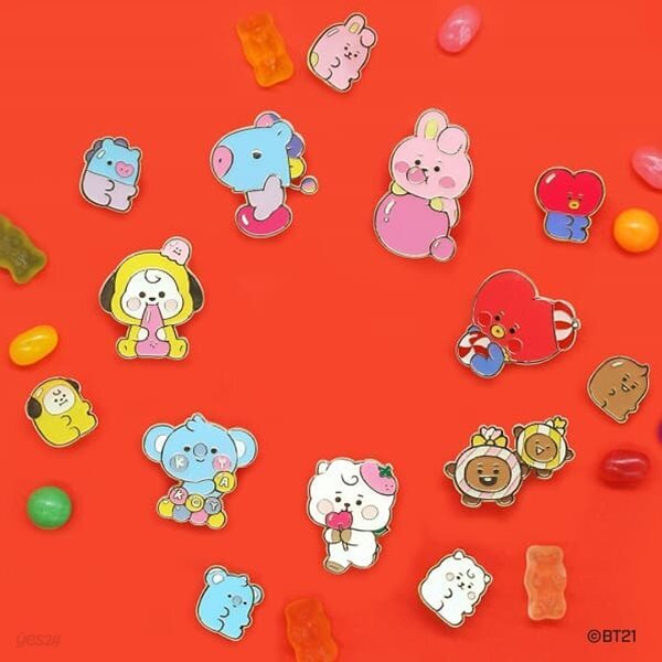 베이비 BT21 피규어 젤리 핀 뱃지