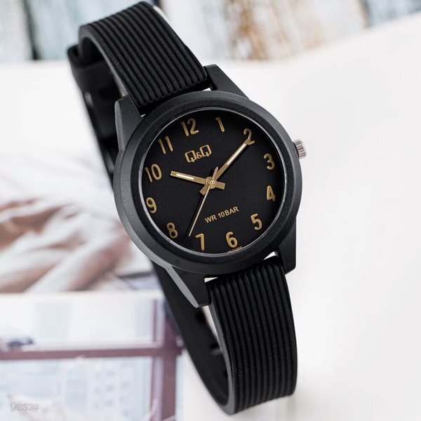 큐앤큐 정품 VS13J-009Y 블랙 여성용 캐주얼 패션 학생 방수 저소음 시험 수능시계