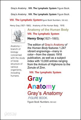 그레이아나토미 해부학의 제8권 림프계 의 도해 그림책.Gray’s Anatomy . VIII. The Lymphatic System Figure Book.by Henry Gray