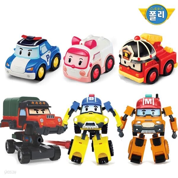 [ROI TOYS] 로보카폴리 변신로봇 4인치 3종세트(포처,마크,버키)+달려라 구조대세트