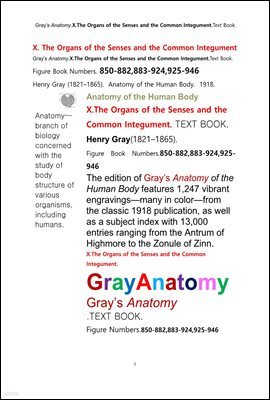 ׷̾Ƴ غ 10   ؽƮå.Grays Anatomy . X. The Organs of the Senses and the Common Integument Textbookby Henry Gray