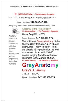 ׷̾Ƴ غ 11 1 ȣ ؽƮå.Grays Anatomy.. XI. Splanchnology. 1. The Respiratory Apparatus Text Book,by Henry Gray