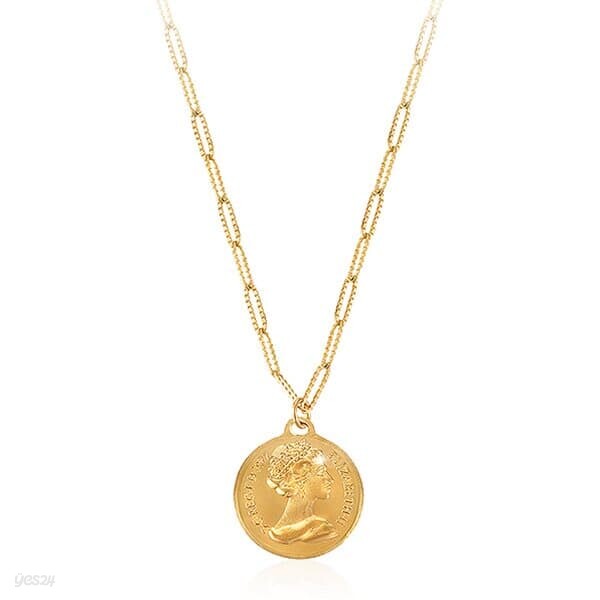 [니지쥬얼리] 14K GOLD 컷팅 클립 엘리자베스 코인 목걸이