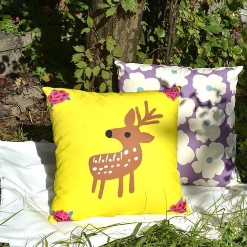 Ahjung cushion cover-flower deer