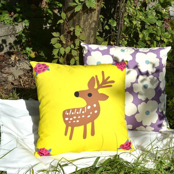 Ahjung cushion cover-flower deer