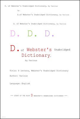 ͻ D ܾ. D. of Webster's Unabridged Dictionary, by Various