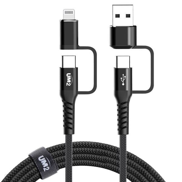 4in1 멀티 고속충전케이블 60W PD C타입USB 5핀8핀 페브릭 케이블 애플 맥북 아이패드 갤럭시탭 UMCA-4in1-60W