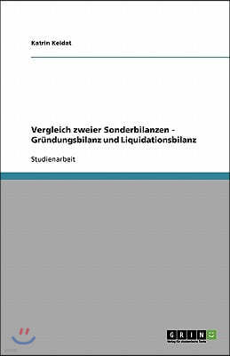 Vergleich zweier Sonderbilanzen - Grundungsbilanz und Liquidationsbilanz