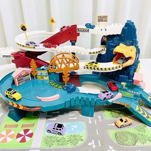 레츠토이 다이노 마운틴로드 트랙 레일 공룡 미니카 자동차 주차타워 장난감