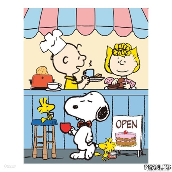 스누피 피너츠 보석십자수 CAFE 40X50