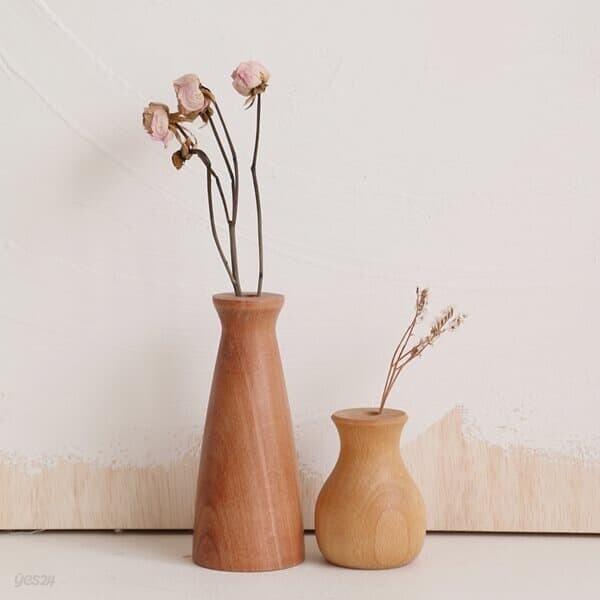 우드 원목 나무 화병 꽃병 VASE 2type [드라이플라워 엔틱 꽃꽂이 병 빈티지 인테리어 장식 조화 소품]
