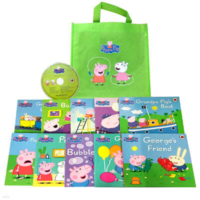  Ǳ  ۹ 10 Ʈ : Peppa Pig : Lime Bag [10 books & 1 CD]