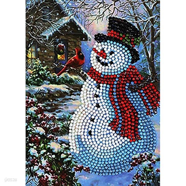 크리스마스 눈사람 (카드) 5D 보석십자수 13x18