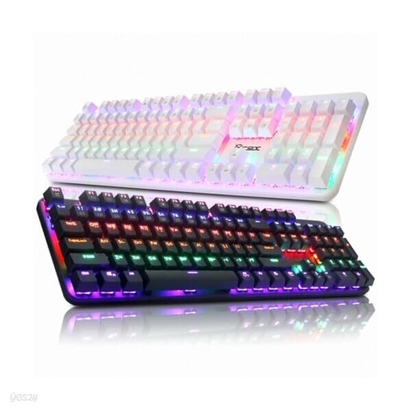 COX CK420 교체축 레인보우 LED 게이밍 기계식 키보드 (블랙, 적축)