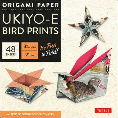 Origami Paper 8 1/4" (21 cm) Ukiyo-e Bird Print 48 Sheets