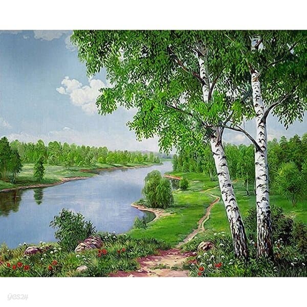 여름날 강변 풍경 (캔버스) 보석십자수 40x50
