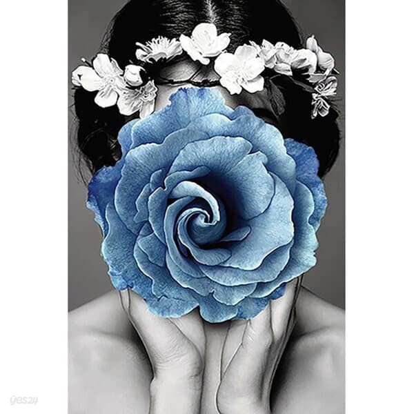 파란 꽃 여인 (패브릭) 보석십자수 40x60