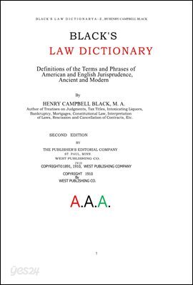 블랙 로 법률 사전의 A 단어. BLACK ' S LAW DICTIONARY, A ,BY HENRY CAMPBELL BLACK