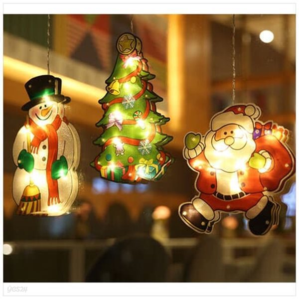 쿡리빙 크리스마스 LED 가랜드 조명 창문 유리 트리장식 벽 무드등 커튼 거실 (S04646)