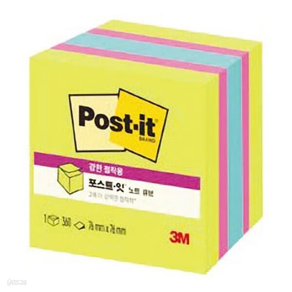 3M)포스트잇 강한점착용 노트(큐브.PIE AQ)