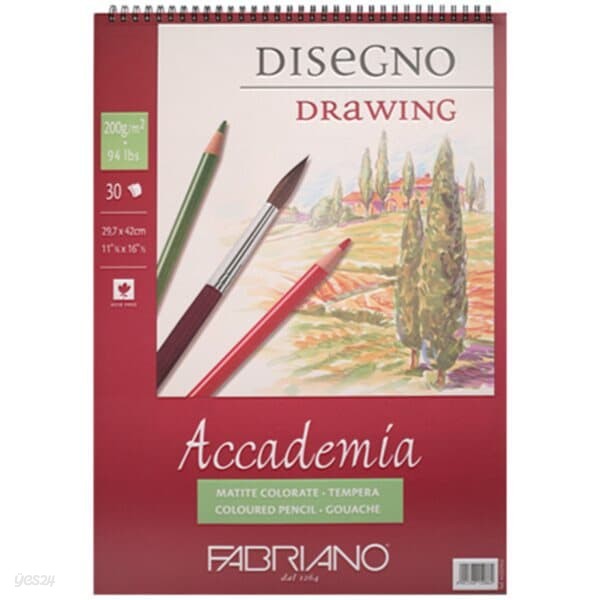 [파브리아노] 아카데미아 스케치북 스프링   과슈   A5   200g   AP01