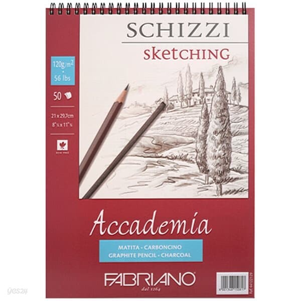 [파브리아노] 아카데미아 스케치북 스프링   차콜   A4   120g   AP05