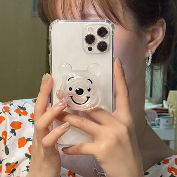 피푸 귀여운 곰돌이푸 투명 스마트톡 그립톡