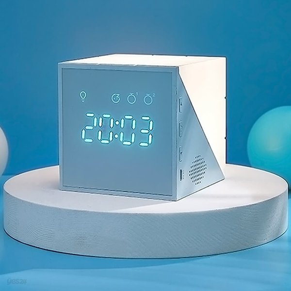 큐브 스누즈 무드등 LED 미니탁상 음성인식 무소음알람시계