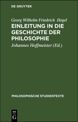 Einleitung in Die Geschichte Der Philosophie