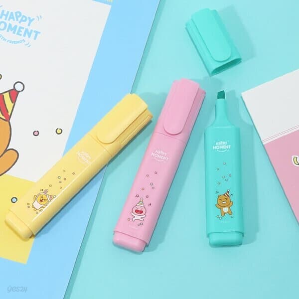 카카오프렌즈 해피모먼트 마일드 형광펜 3색 세트